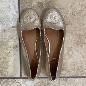 Jack Rogers Gold Loafers, Size 7